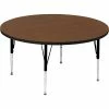 Correll Activity Tables, 60"L x 60"W, Standard Height, Round - Walnut