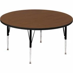 Correll Activity Tables, 60"L x 60"W, Standard Height, Round - Walnut