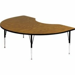 Correll Activity Tables, 72"L x 48"W, Standard Height, Kidney - Medium Oak