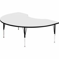 Correll Activity Tables, 72"L x 48"W, Standard Height, Kidney - White