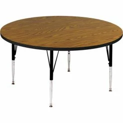 Correll Activity Tables, 42"L x 42"W, Standard Height, Round - Medium Oak