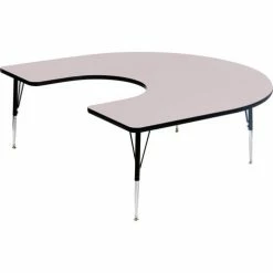 Correll Activity Tables, 66"L x 60"W, Standard Height, HorseShoe - Gray Granite