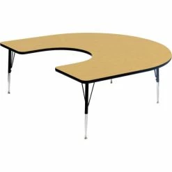 Correll Activity Tables, 66"L x 60"W, Standard Height, HorseShoe - Fusion Maple