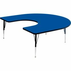 Correll Activity Tables, 66"L x 60"W, Standard Height, HorseShoe - Blue