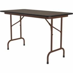 Correll Melamine Folding Table, 24" x 48", Walnut -Tables Shop CEL CF2448M 01