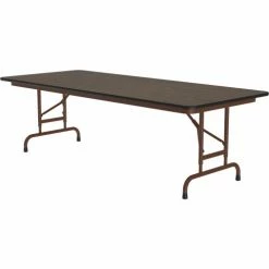 Correll Adjustable Height Melamine Folding Table, 30" x 72", Walnut -Tables Shop CEL CFA3072M 01