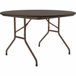 Correll 48" Round Melamine Folding Table, Walnut -Tables Shop CF48MR 01 03