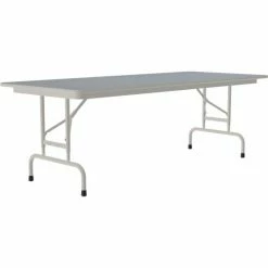 Correll Adjustable Height Laminate Folding Table, 30" x 96", Gray