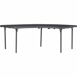 Zown Folding Table, Moon Crescent Shape, 96" x 30" - Gray -Tables Shop COO 60527SGY1E