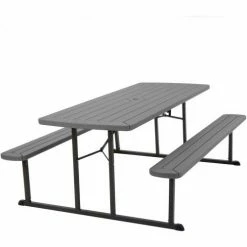 Cosco Bridgeport™ 6' Folding & Stackable Picnic Table, Gray -Tables Shop COO C902BP87DGR1E