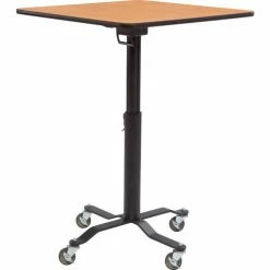 National Public Seating Café Time II Table - 24"W x 30"-42"H - Square - Laminate Top with MDF Core - Montana Walnut