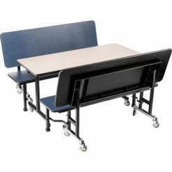 National Public Seating NPS® ToGo Booth Set - MDF Core, Includes (1) 60"x30" Gray Table and (2) 60" Navy Benches