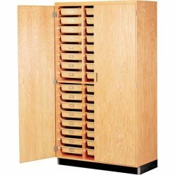 Diversified Spaces Science Tote Tray Storage Cabinet - 48 Compartments - Oak