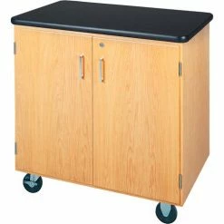 Diversified Spaces Mobile Science Storage Cabinet 36"L x 24"W - Oak with Black Top