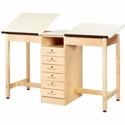 Diversified Spaces Drafting Table 60"L x 24"W - 2 Station w/ 6 Drawers