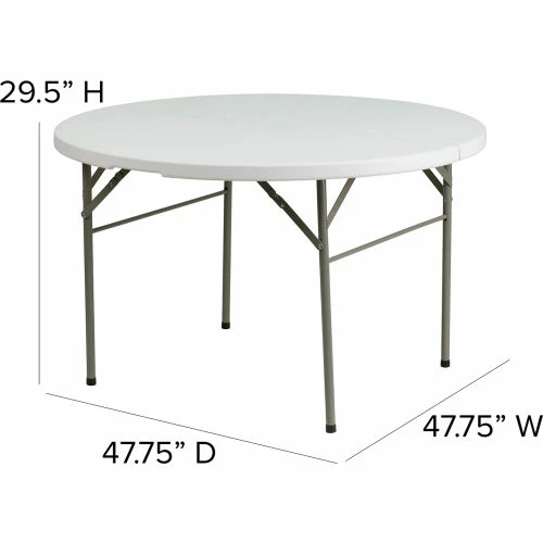 Flash Furniture 48" Round Fold-In-Half Plastic Table, White 6 Flash Furniture 48" Round Fold-In-Half Plastic Table, White - Image 6