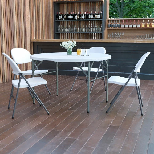 Flash Furniture 48" Round Fold-In-Half Plastic Table, White 1 Flash Furniture 48" Round Fold-In-Half Plastic Table, White