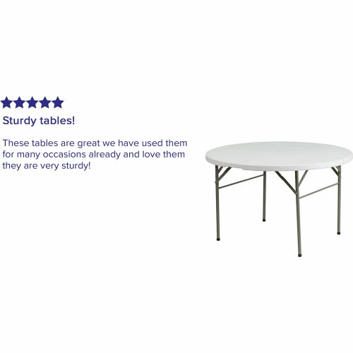 Flash Furniture 48" Round Fold-In-Half Plastic Table, White 4 Flash Furniture 48" Round Fold-In-Half Plastic Table, White - Image 4