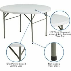 Flash Furniture 48" Round Fold-In-Half Plastic Table, White 14 Flash Furniture 48" Round Fold-In-Half Plastic Table, White -Tables Shop FDAD 122RZ GG inset4