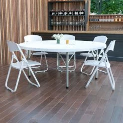 Flash Furniture 6" Round Fold-In-Half Plastic Table, White
