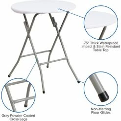 Flash Furniture 24" Round Folding Plastic Table, White 13 Flash Furniture 24" Round Folding Plastic Table, White -Tables Shop FDAD YCZ 80R 1 SM GW GG inset3