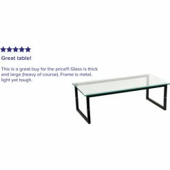 Flash Furniture Glass Top Coffee Table with Black Metal Legs -Tables Shop FFD COFFEE TBL GG REVIEW
