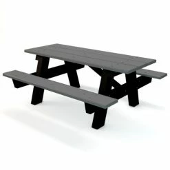 Global Industrial™ 6' A Frame Rectangular Picnic Table, Recycled Plastic, Gray