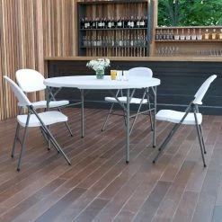 Flash Furniture 48" Round Fold-In-Half Plastic Table, White 19 Flash Furniture 48" Round Fold-In-Half Plastic Table, White -Tables Shop FHF FDAD 122RZ GG LS