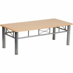 Flash Furniture Natural Laminate Coffee Table - Silver Steel Frame -Tables Shop FHF JB 6 COF NAT GG