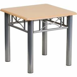 Flash Furniture Natural Laminate End Table - Silver Steel Frame -Tables Shop FHF JB 6 END NAT GG
