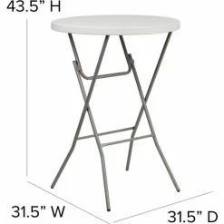 Flash Furniture, 32" Round Bar Height Folding Table, Plastic, White -Tables Shop FRB 32RB BAR GW GG DIMS