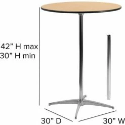 Flash Furniture 30" Round Cocktail Table With 30" & 42" Leg Columns, Natural -Tables Shop FXA 30 COTA GG DIMS