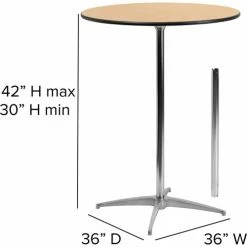 Flash Furniture 36" Round Cocktail Table With 30" & 42" Leg Columns, Natural -Tables Shop FXA 36 COTA GG DIMS
