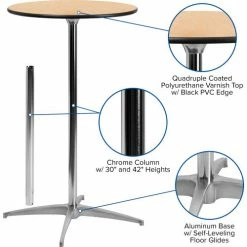 Flash Furniture 36" Round Cocktail Table With 30" & 42" Leg Columns, Natural -Tables Shop FXA 36 COTA GG inset4