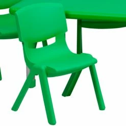 Flash Furniture 48"L Rectangle Plastic Height-Adjustable Activity Table Set with 6 Chairs - Green -Tables Shop FYU YCX 0013 2 RECT TBL GREEN E GG inset1