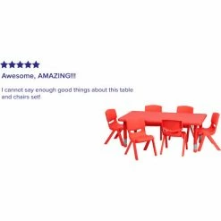Flash Furniture 48"L Rectangle Plastic Height-Adjustable Activity Table Set with 6 Chairs - Red -Tables Shop FYU YCX 0013 2 RECT TBL RED E GG REVIEW