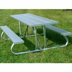 GT Grandstands 6' Picnic Table, Anodized Aluminum Planking, Galvanized Steel Frame