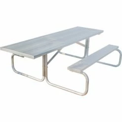 GT Grandstands 8' Picnic Table, Anodized Aluminum Planking, Galvanized Steel Frame, ADA Compliant -Tables Shop GTR PT HG06HC