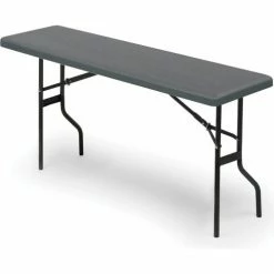 Iceberg Enterprises Iceberg IndestrucTable TOO™ Plastic Folding Table, 18" x 72", Charcoal -Tables Shop ICB 65367