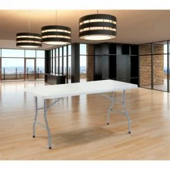 Interion By Global Industrial Interion® Plastic Folding Table, 30" x 60", White -Tables Shop INT BT3060 21 08