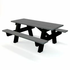 Global Industrial™ 6' A Frame Rectangular Picnic Table, Recycled Plastic, Gray -Tables Shop JAP PBAPIC6GRA