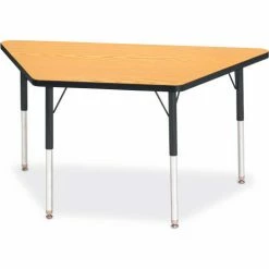 Jonti-Craft Berries® Trapezoid Activity Tables, 24"W x 48"L x 24-31"H, Classic Oak