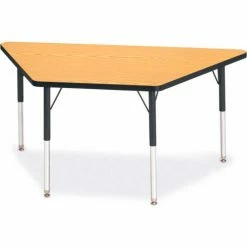 Jonti-Craft Berries® Trapezoid Activity Tables, 60"W x 30"L x 24-31"H, Classic Oak