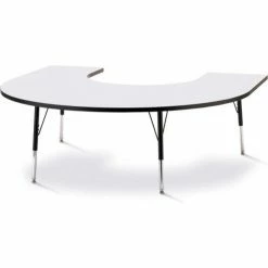 Jonti-Craft Berries® Horseshoe Activity Table, 60"W x 66"L x 24" To 31"H, Classic Gray