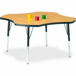 Jonti-Craft Berries® Four Leaf Activity Table, 48"W x 48"L x 15" To 24"H, Classic Oak