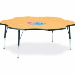 Jonti-Craft Berries® Six Leaf Activity Table, 60"W x 60"L x 15" To 24"H, Classic Oak
