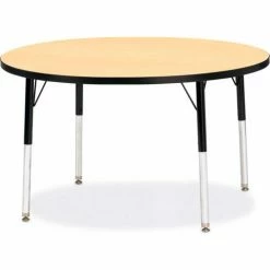 Jonti-Craft Berries® Round Activity Table, 42"W x 42"L x 15" To 24"H, Classic Maple