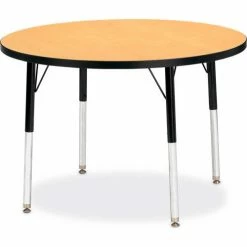 Jonti-Craft Berries® Round Activity Table, 36"W x 36"L x 15" To 24"H, Classic Oak
