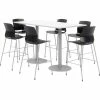 KFI Seating KFI Table & Stool Set, 72"Lx36"W, White Table With Black Stools