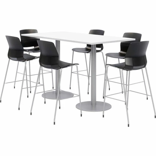 KFI Seating KFI Table & Stool Set, 72"Lx36"W, White Table With Black Stools 1 KFI Seating KFI Table & Stool Set, 72"Lx36"W, White Table With Black Stools